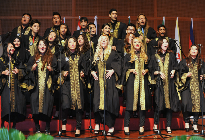 The buoyant Limkokwing Choir sang dedication songs.