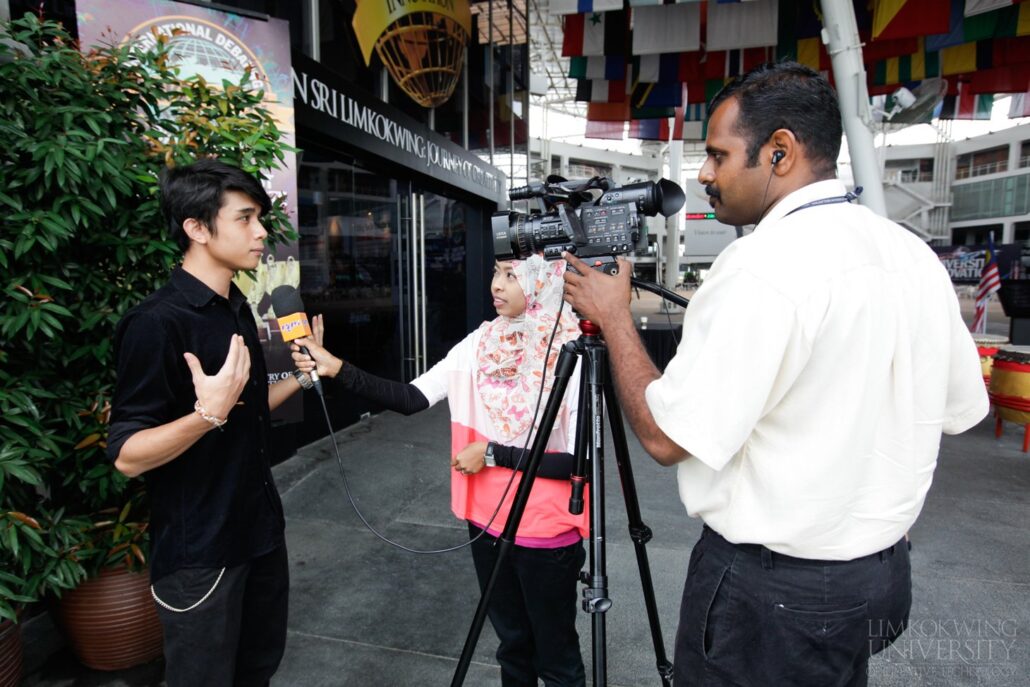 A Limkokwing student ambassador being interviewed by local media RTM (Radio Television Malaysia).