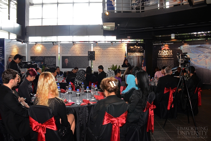 Members of the media at the press conference listen to the details of Limkokwing University's Degree-to-Career scholarships for Bumiputra students programmes