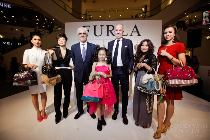 From Left, Actresses Anzalna Nasir, Yeo Yann Yann, Ambassador to Malaysia from Italy, HE Mari Semmanrtino, little startlet Crystal Lee, CEO of Furla Mr Erlado Pottelo, songstress Zee Avi and Actress Diana Danielle show off their personal creations