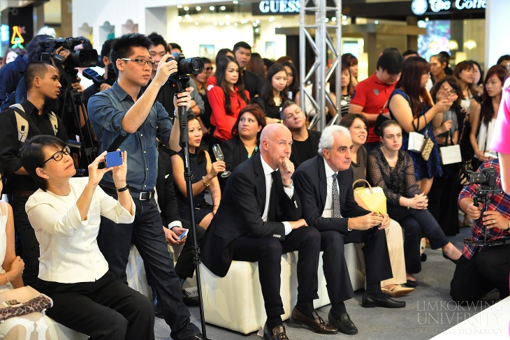 CEO of Furla Mr Erlado Potello and Ambassador of Italy to Malaysia, HE Mario Semmantrino enjoy the bag making workshop at the event