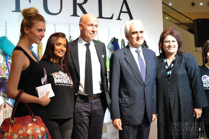 Performance Arts Program leader at Limkokwing University, Nicole Ryan, poses for a picture with CEO of Furla, Mr Erlado Potello,Ambassador of Italy to Malaysia HE Mario Semmantrino, and Vice President of Limkokwing University Dato' Fajura Juffar