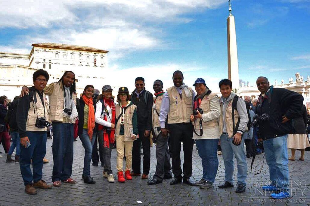 Melissa with other VJs during their outdoor task at Rome.