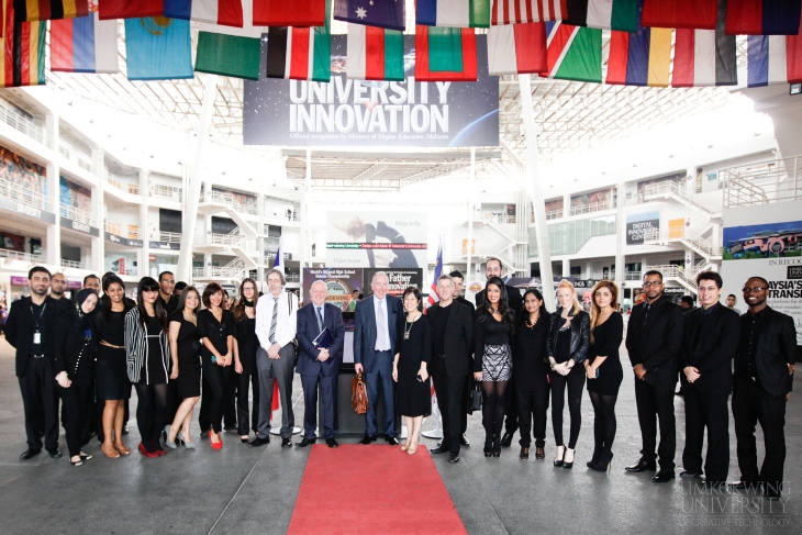 A group photo of the visitors from Southampton Solent University with staffs from Limkokwing University, Cyberjaya.