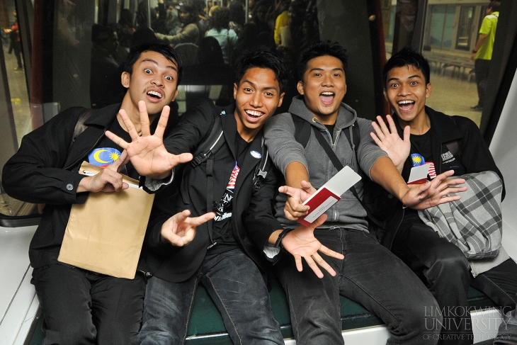 Students excitedly waiting for their flight