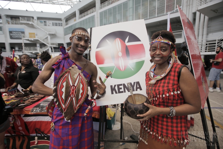 Kenyan students in their traditional outfit