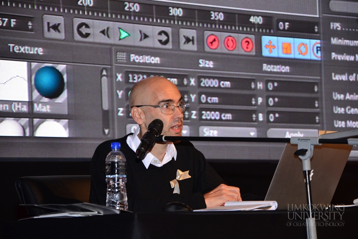 Dominic Watkins in his presentation of Cinema 4D functions