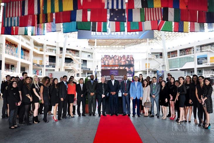 Group photo upon arrival at Limkokwing University