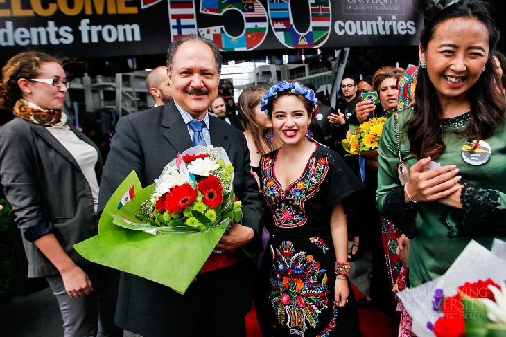 H.E Carlos Felix, Ambassador of Mexico to Malaysia, with a Limkokwing Student Ambassador in a Mexican traditional costume