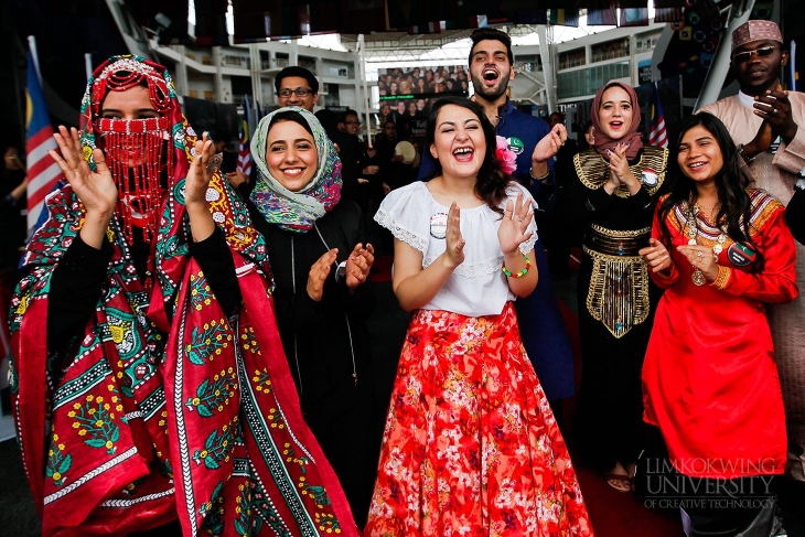 Some of the Limkokwing Student Ambassadors in their traditional costumes