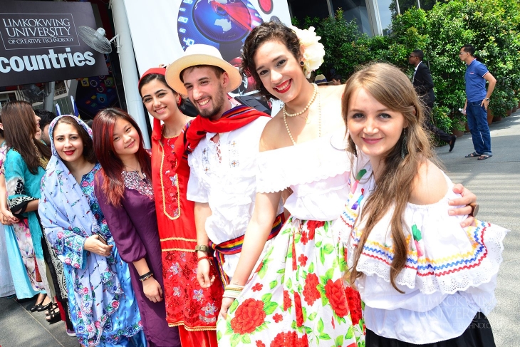 Limkokwing international students dressed in their traditional attire