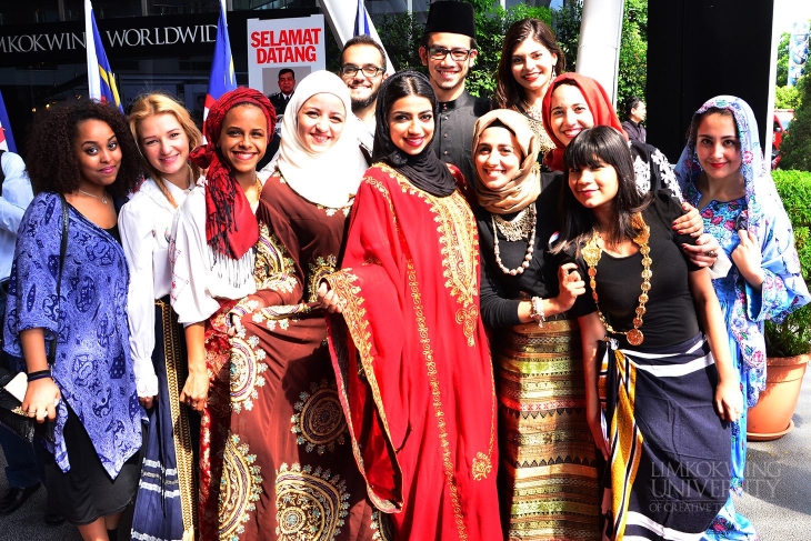 Limkokwing international students dressed in their traditional attire