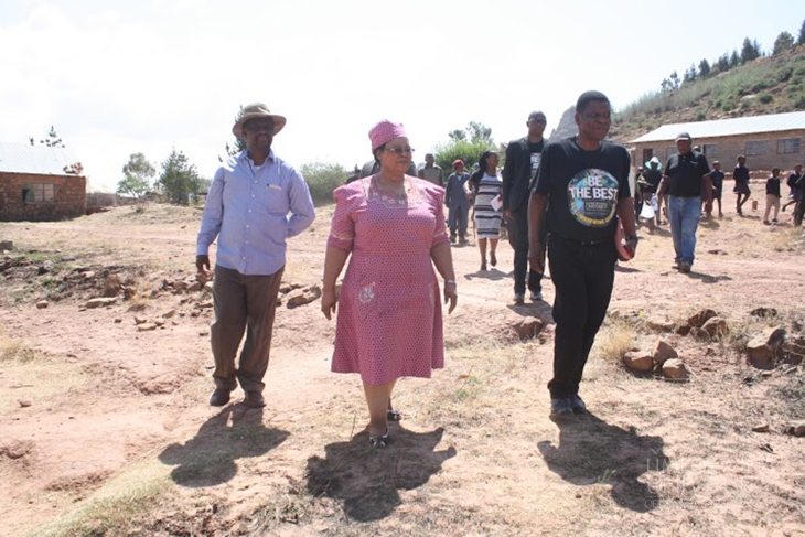 The Minister flanked by the MP for Khanyane and the Limkokwing Registrar